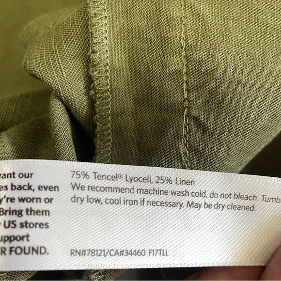 Eileen Fisher Linen Blend Cropped Lightweight Jacket Olive Green Size Medium - Picture 10 of 10